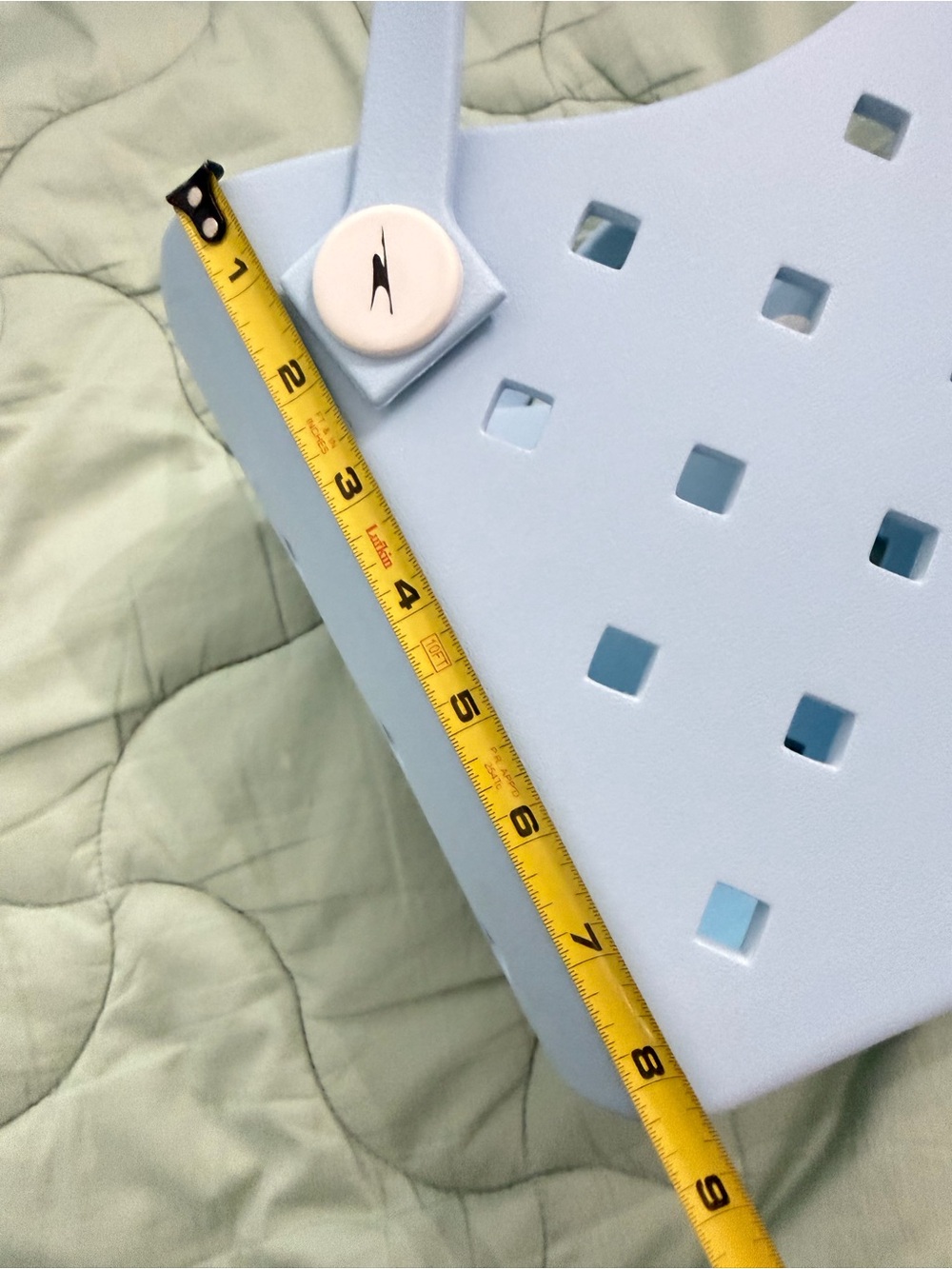 Pastel Blue Women's Tote with Diamond Cutout Detail - Picture 7 of 11